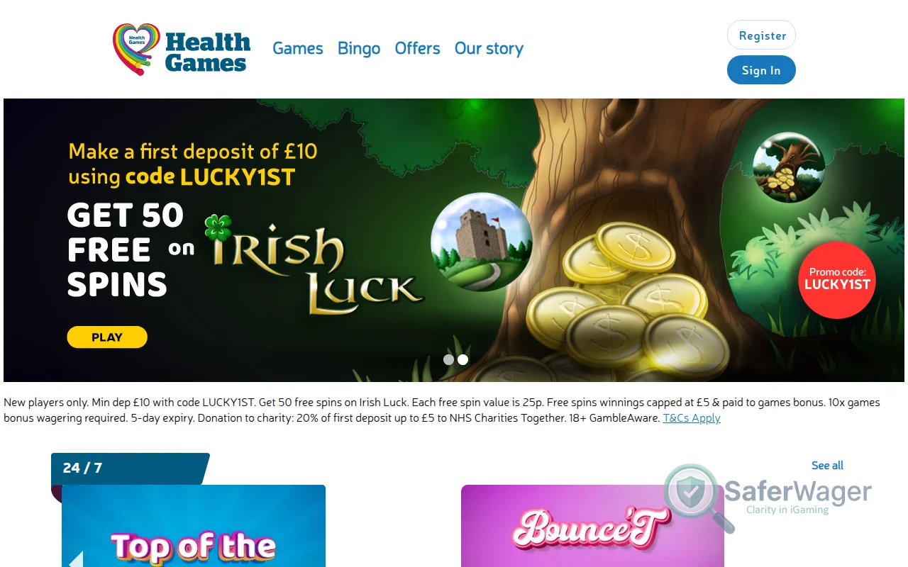 Screenshot of Health Games website