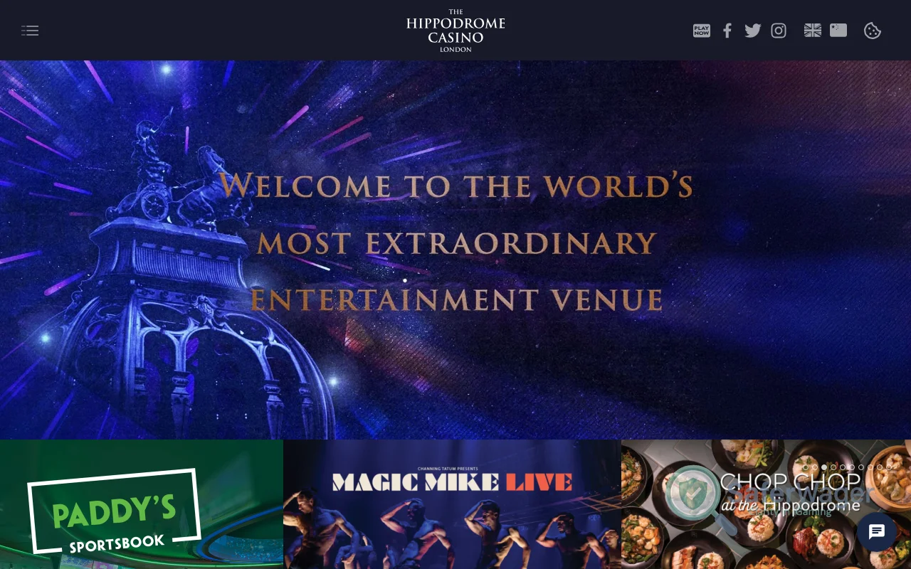 Screenshot of Hippodrome Online Casino website