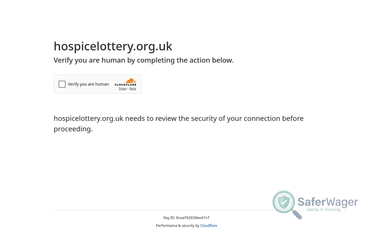 Screenshot of Hospice Lottery Partnership website
