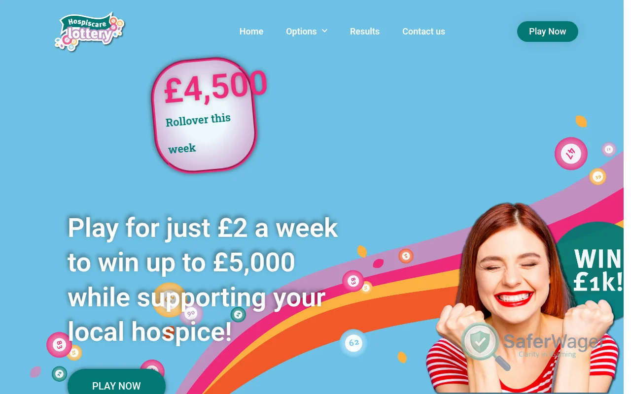 Screenshot of Hospiscare Lottery website