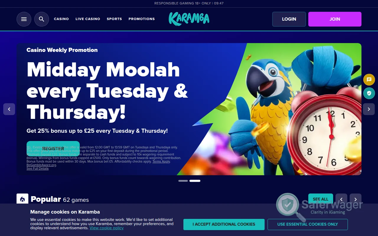 Screenshot of Karamba website