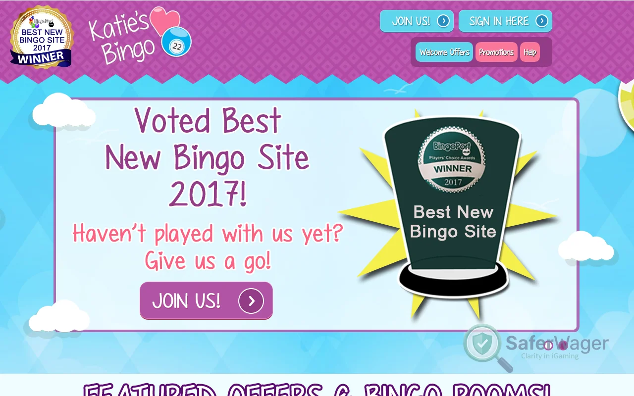 Screenshot of Katie's Bingo website
