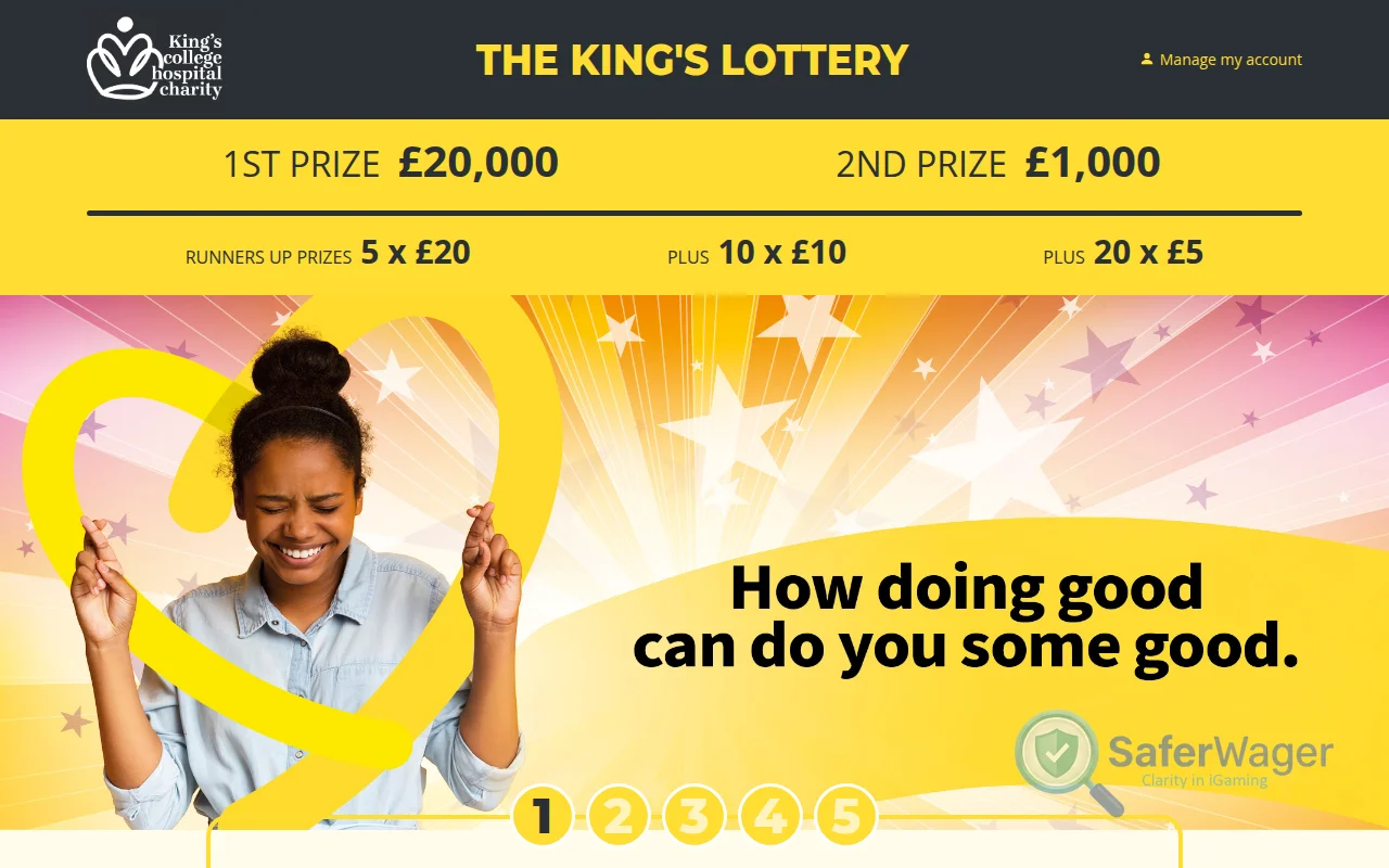 Screenshot of King's Weekly Lottery website