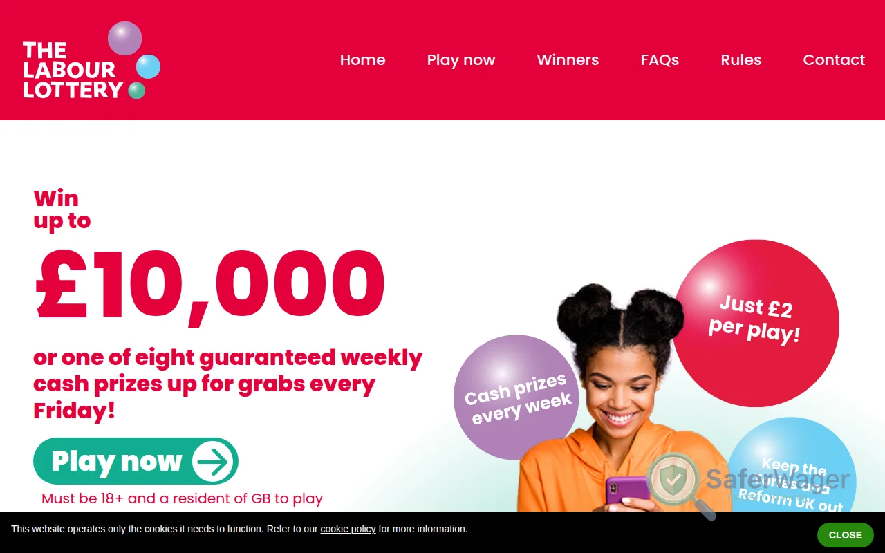 Screenshot of Labour Lottery website