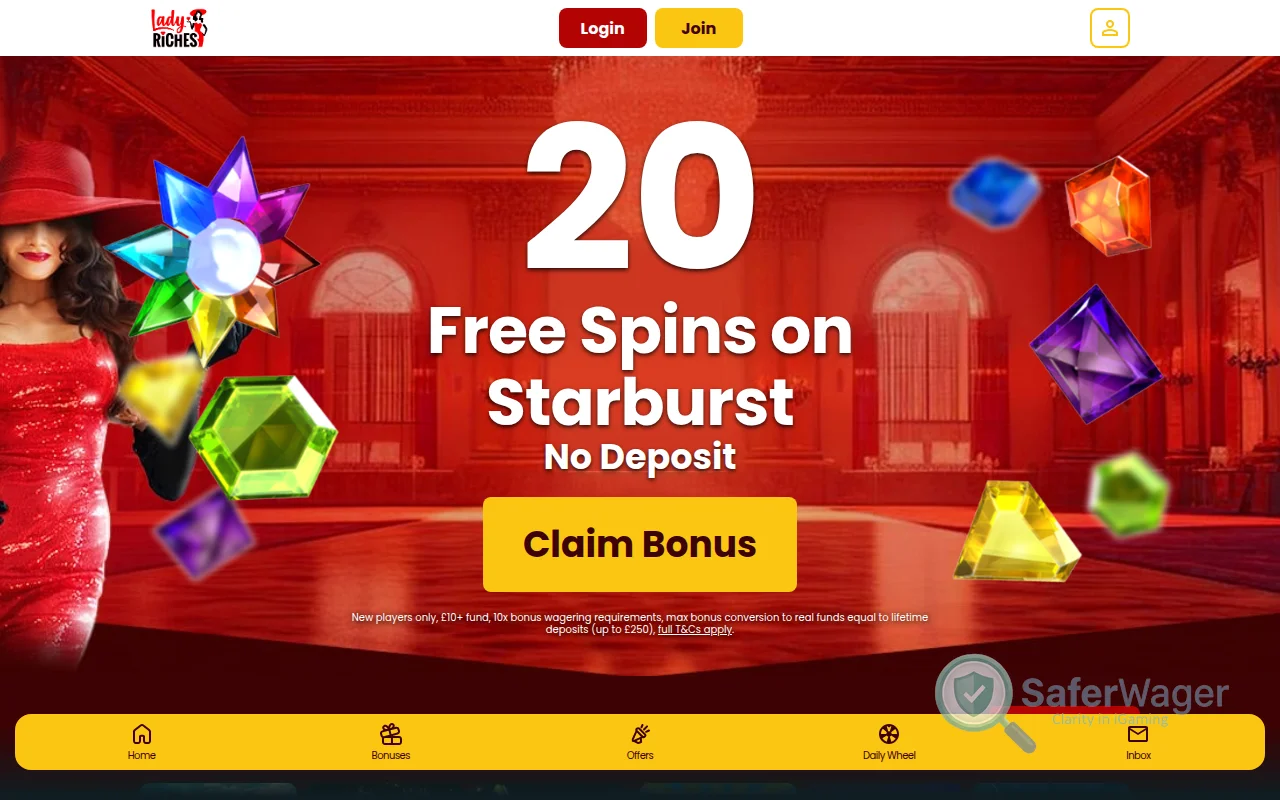 Screenshot of Lady Riches website