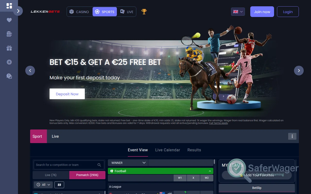 Screenshot of Lekkerbets website