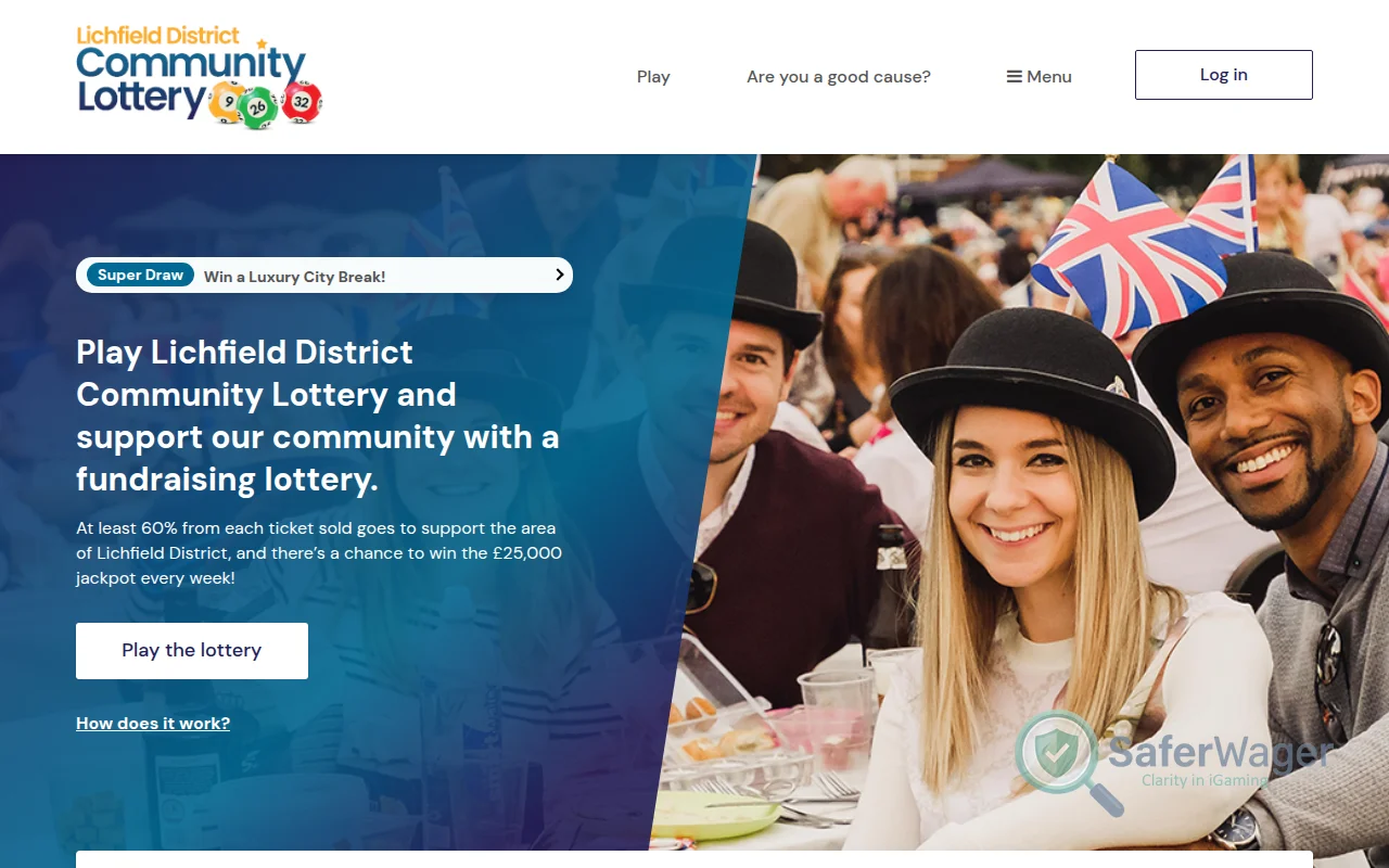 Screenshot of Lichfield Community Lottery website