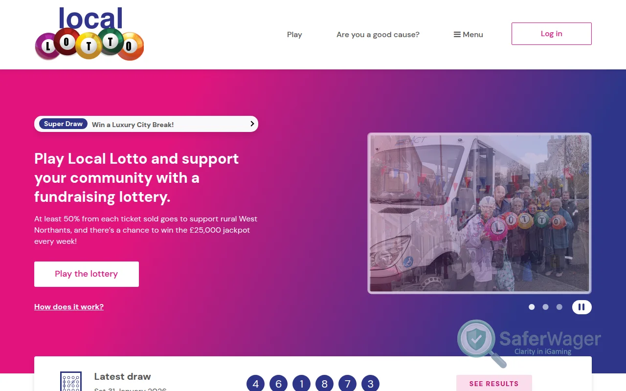 Screenshot of Local Lotto website