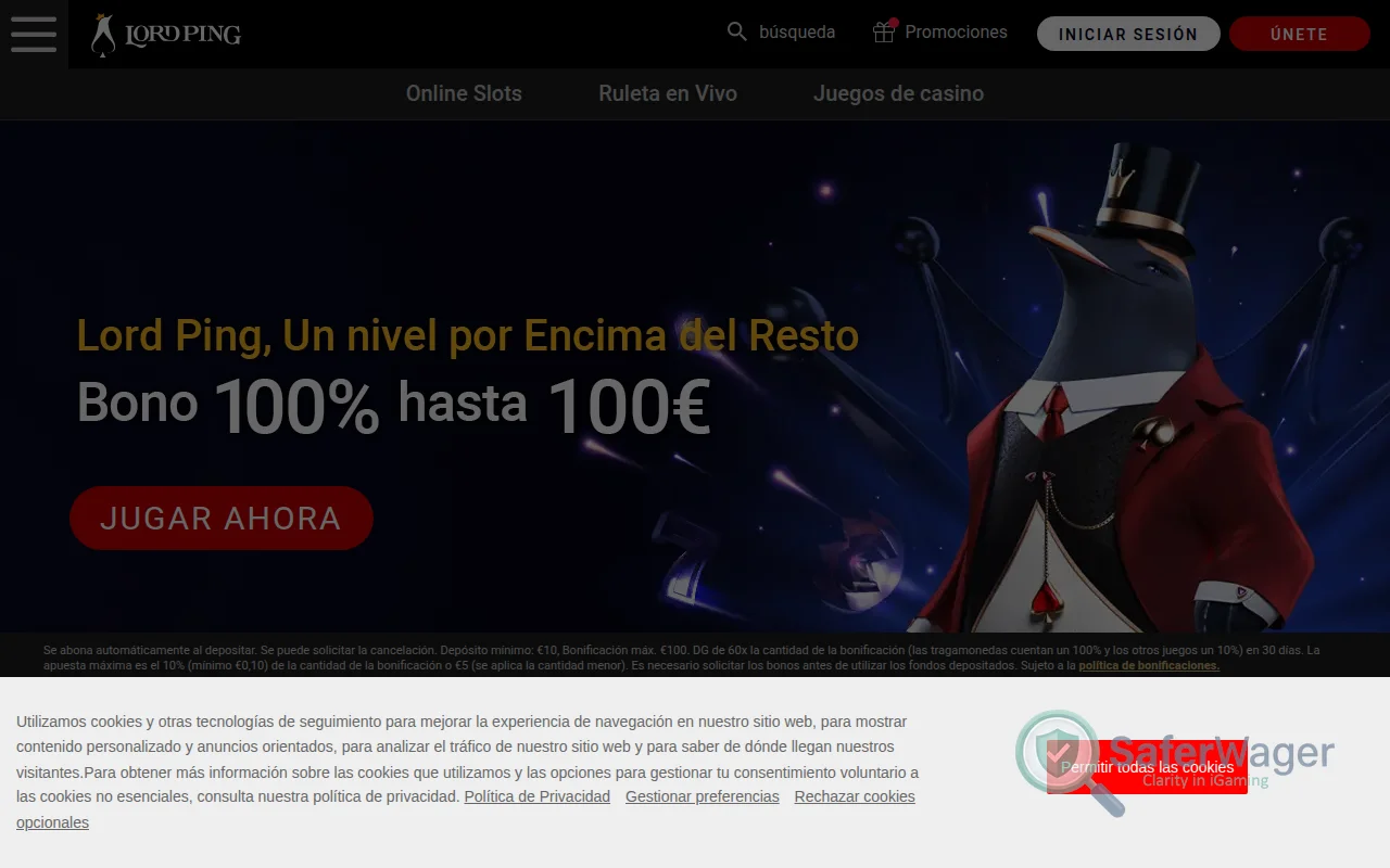 Screenshot of Lord Ping website