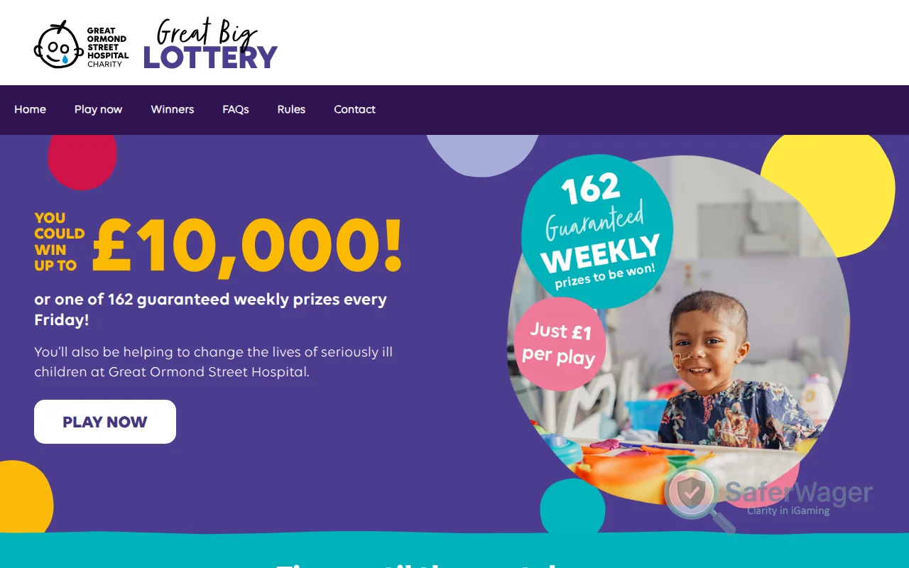 Screenshot of Gosh Lottery website