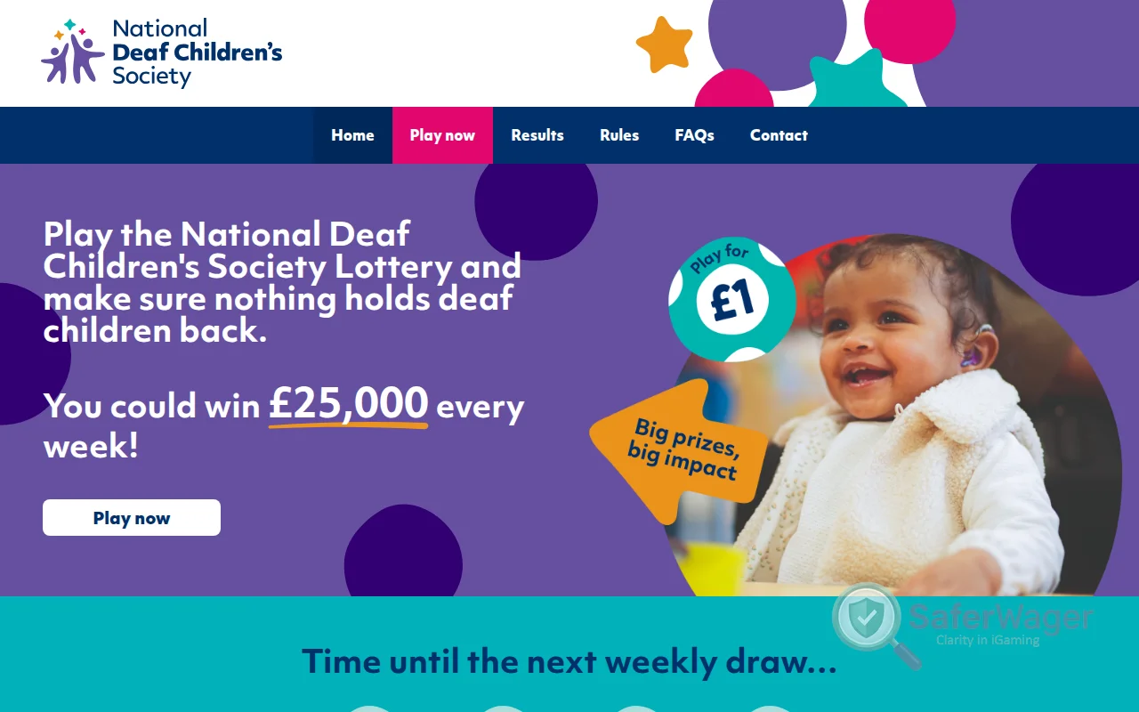 Screenshot of lottery.ndcs.org.uk website