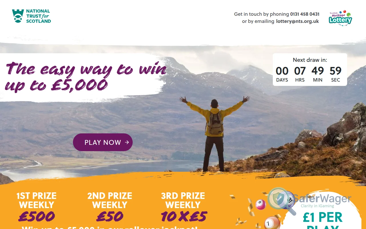 Screenshot of NTS Lottery website