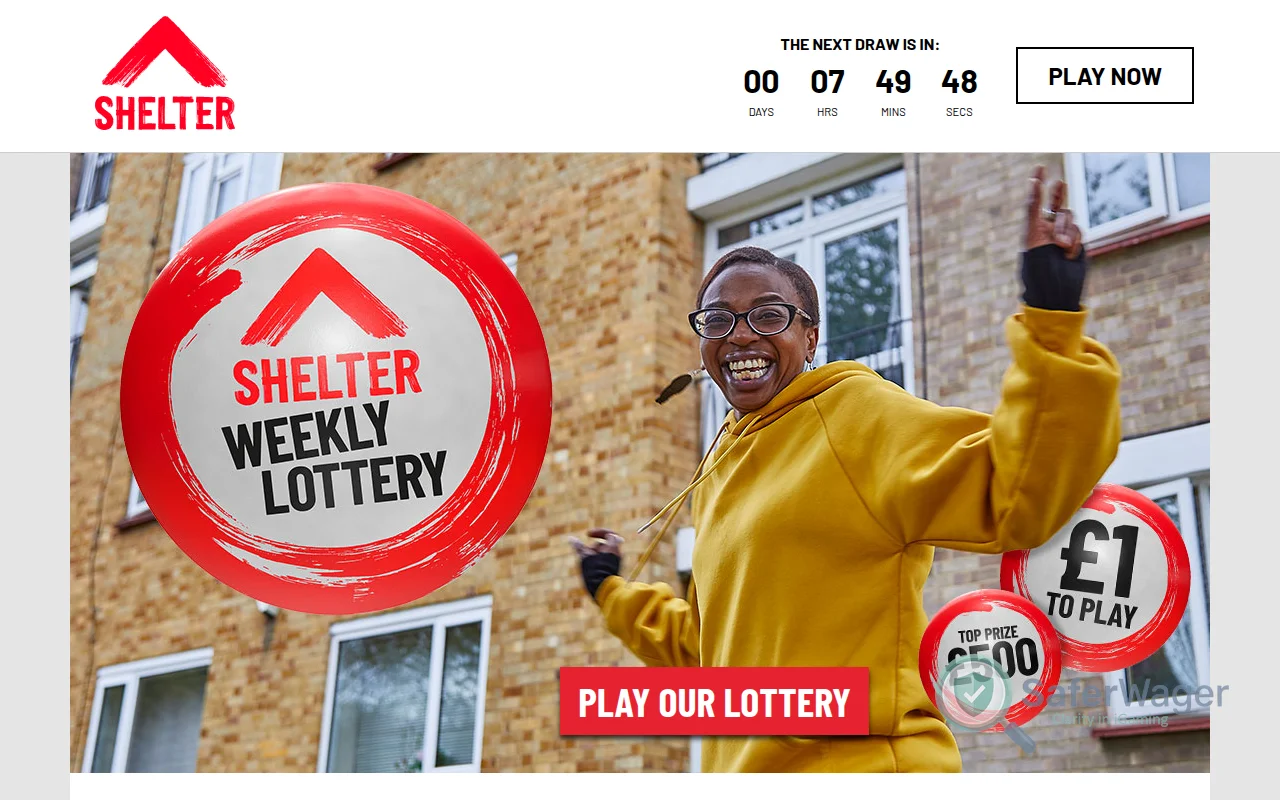 Screenshot of Shelter Lottery website