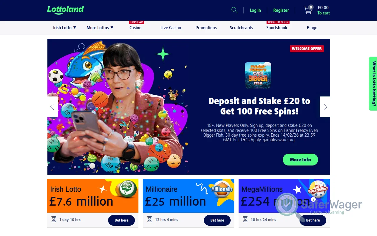 Screenshot of Lottoland website