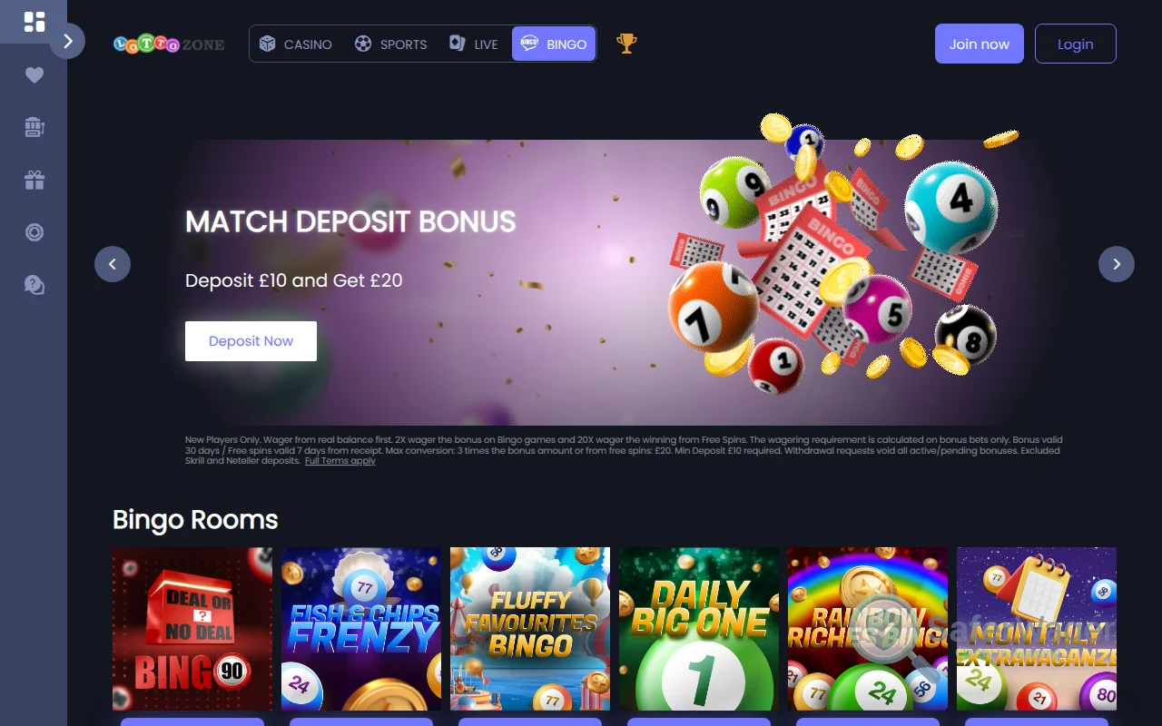 Screenshot of Lottozone website