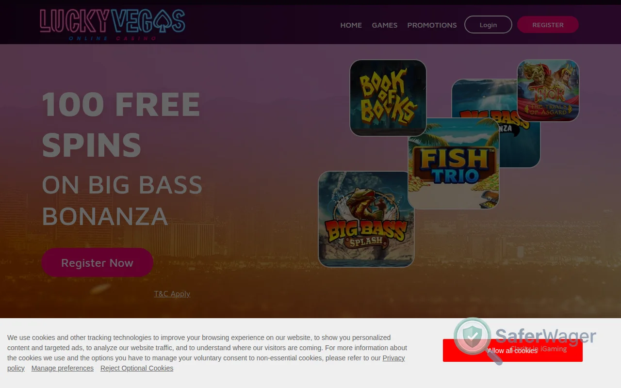 Screenshot of Lucky Vegas Casino website