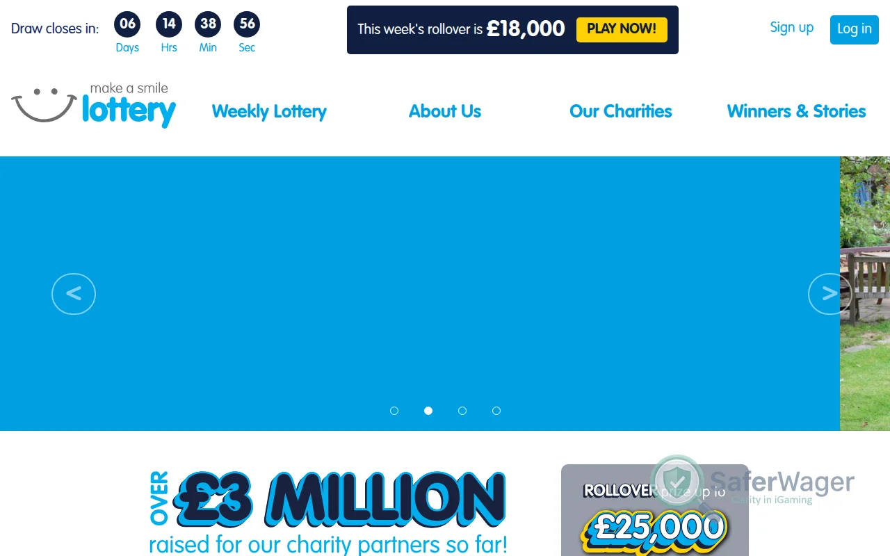Screenshot of Make A Smile Lottery website