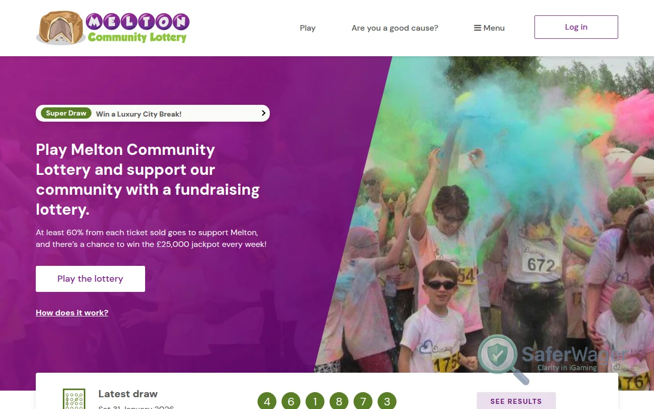 Screenshot of Melton Lottery website