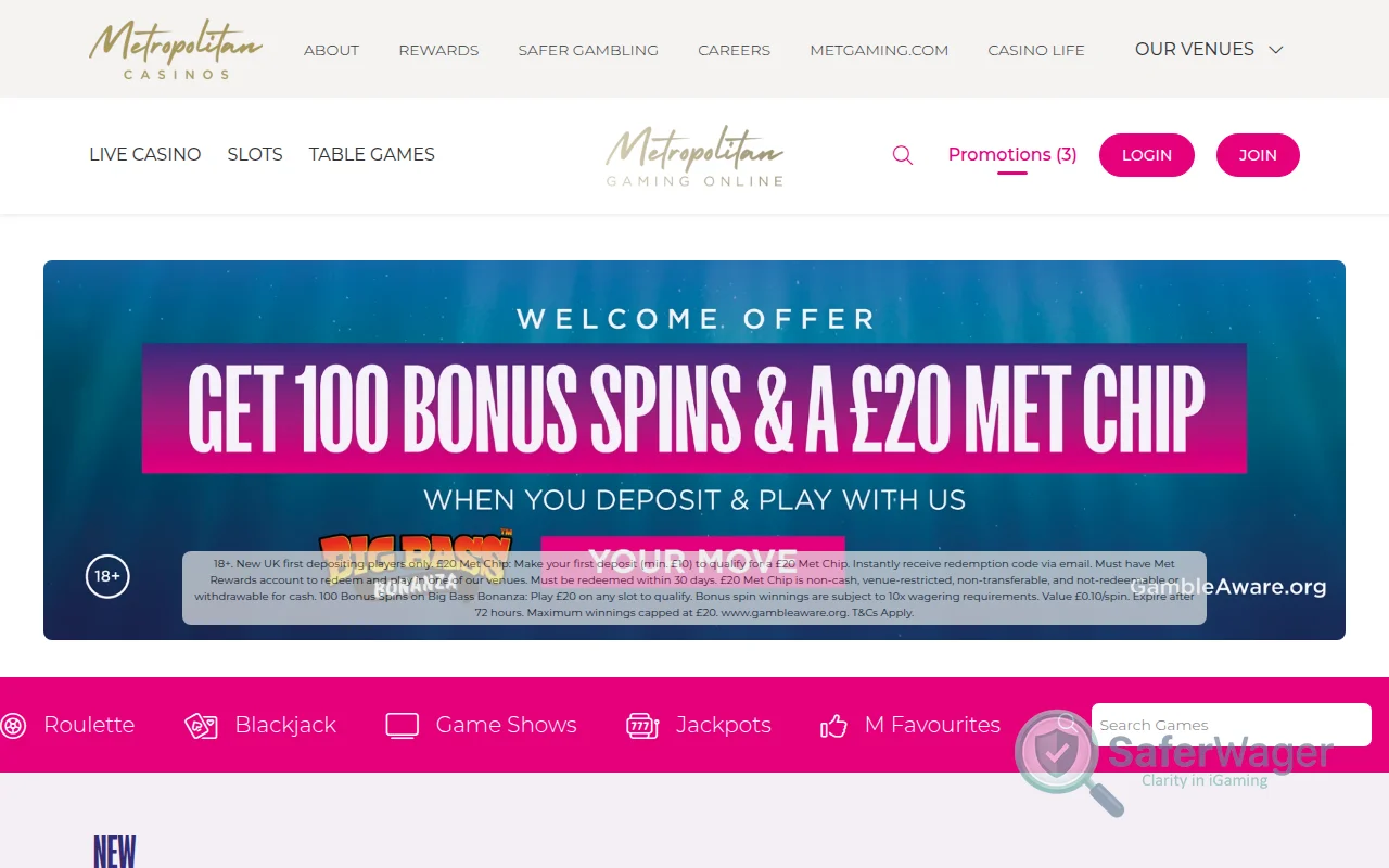 Screenshot of MetGaming website