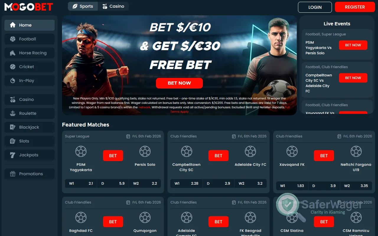 Screenshot of MogoBet Casino website