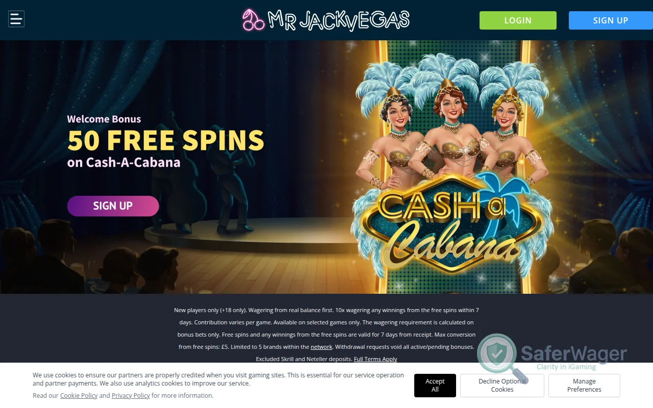 Screenshot of MrJackVegas website