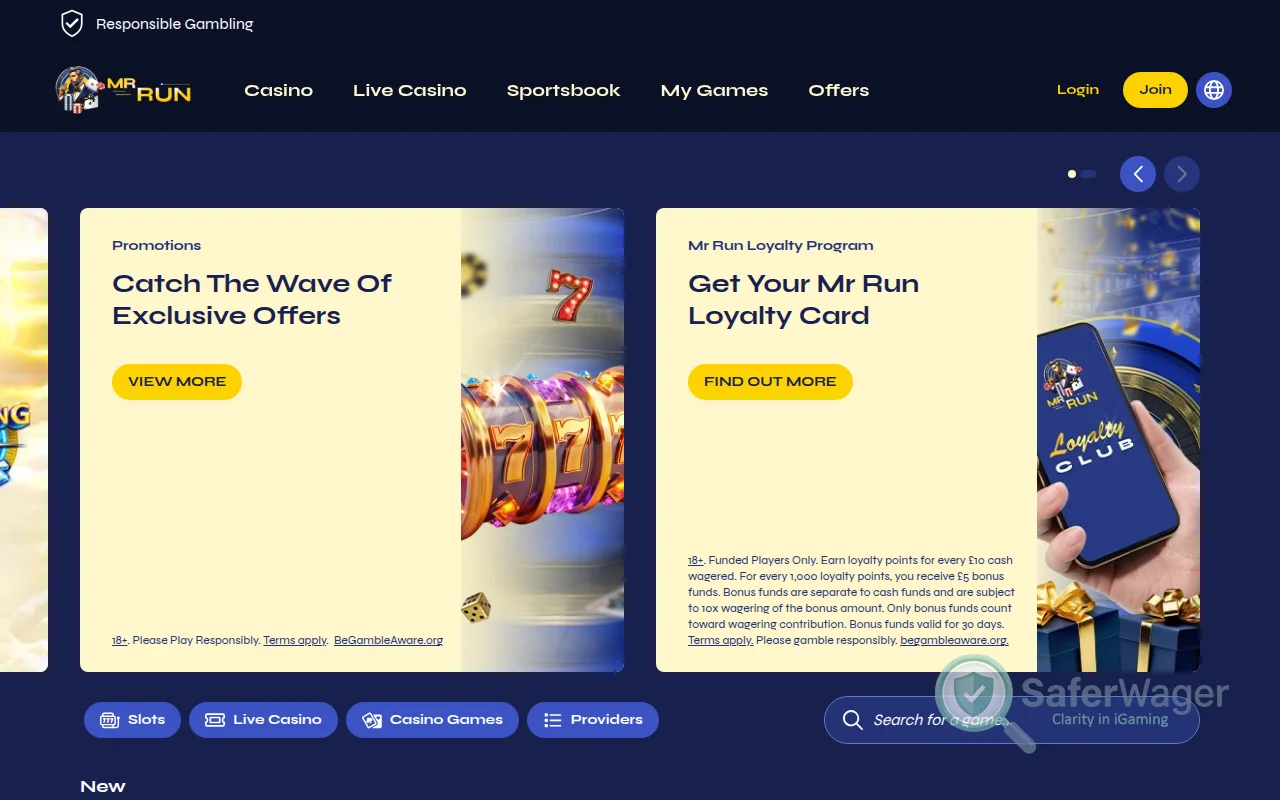 Screenshot of MrRun website