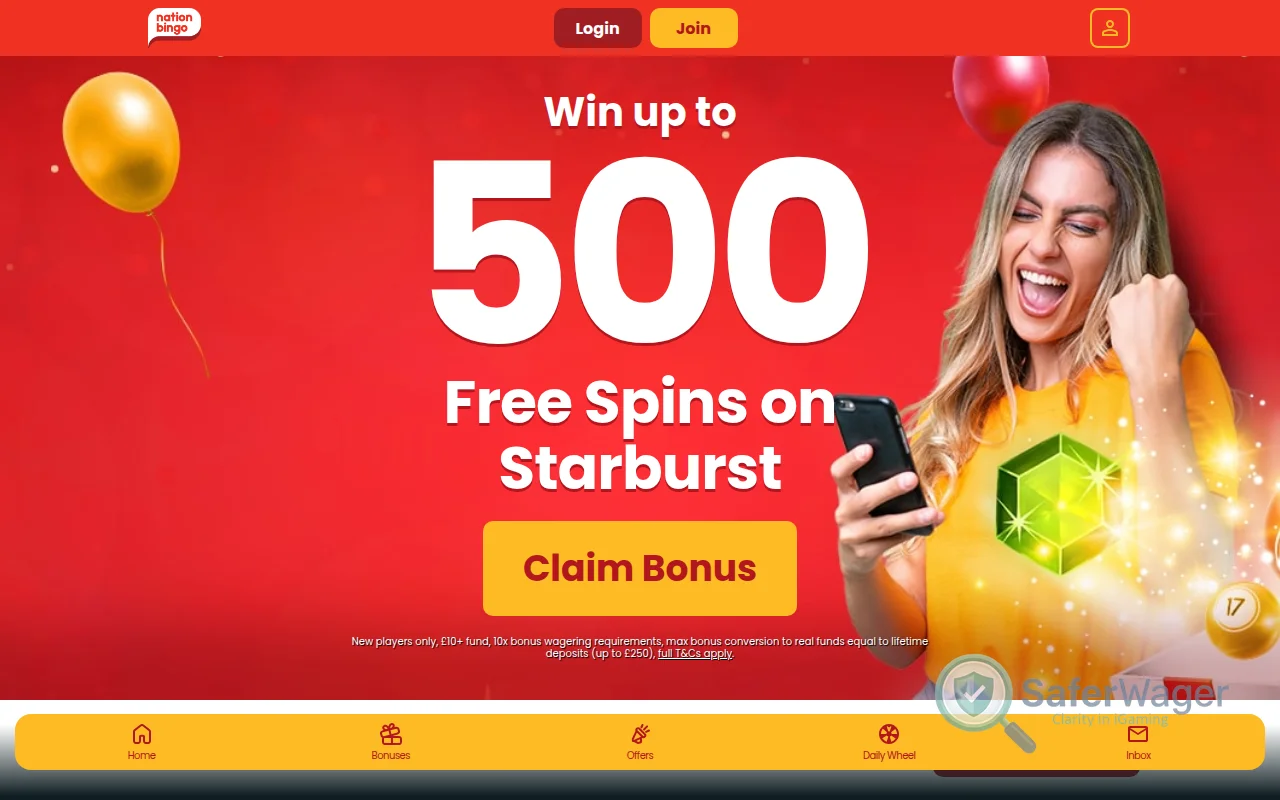 Screenshot of Nation Bingo website