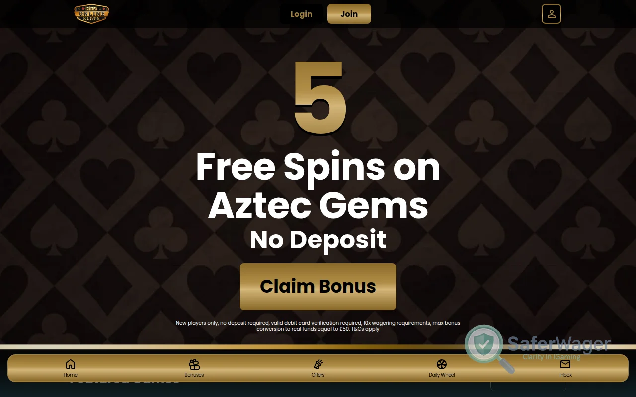 Screenshot of New Online Slots website