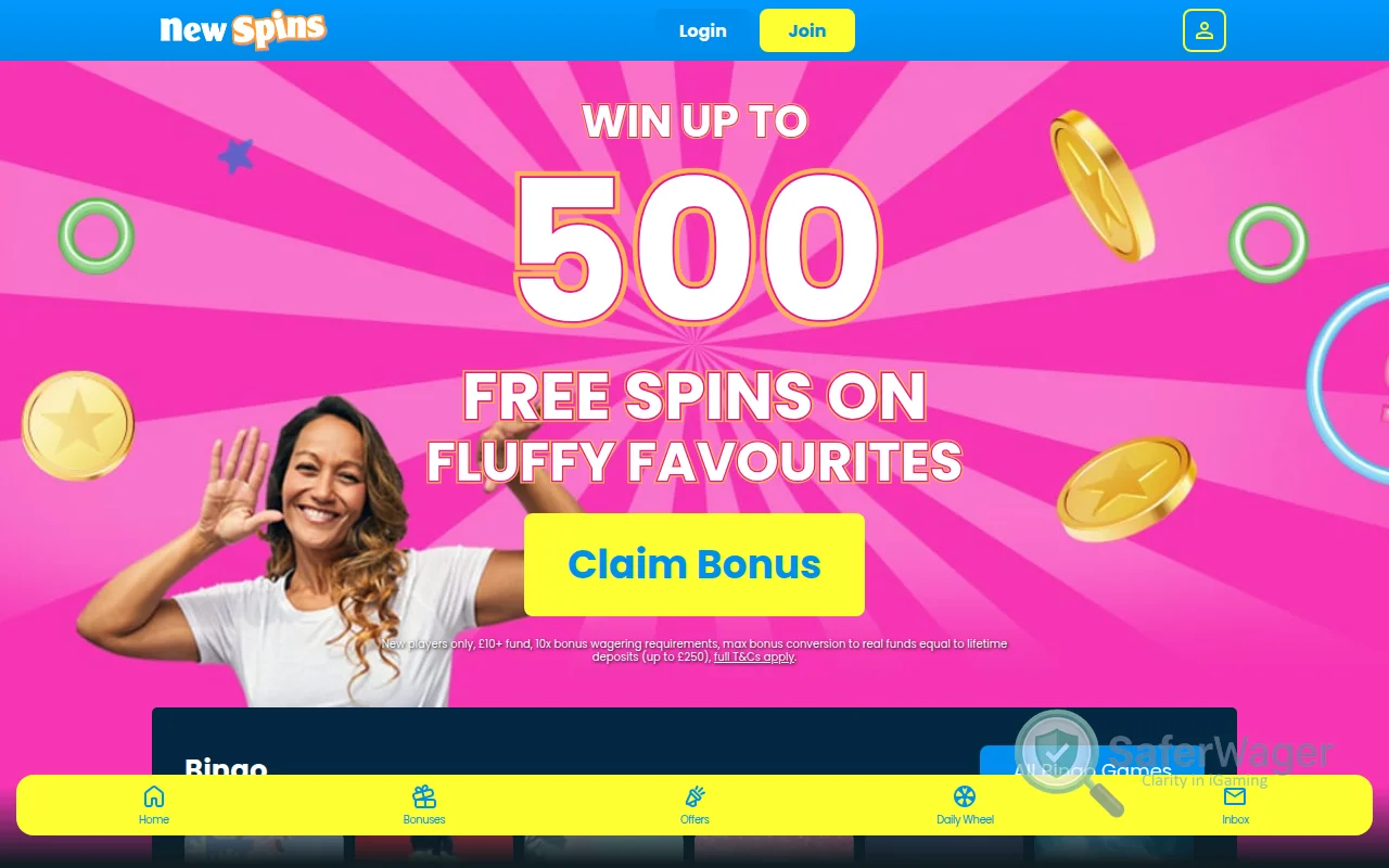 Screenshot of New Spins website