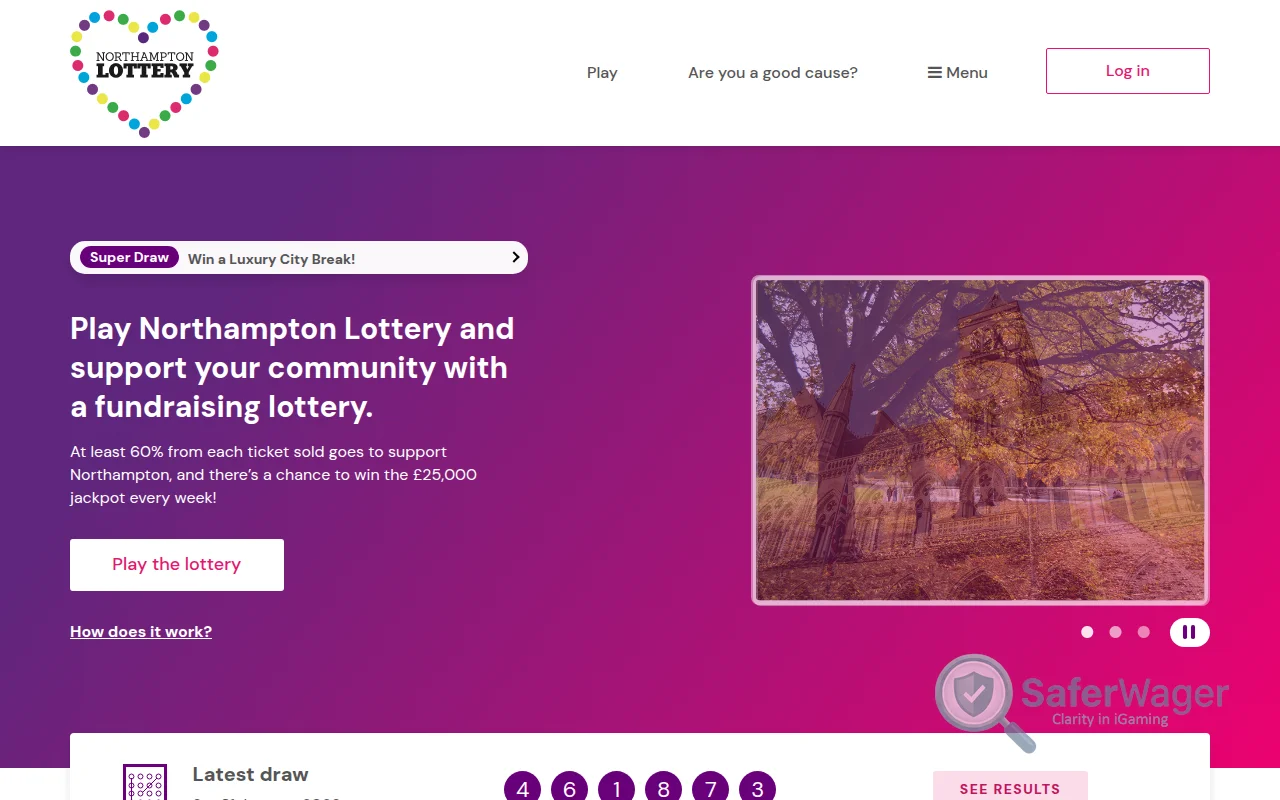 Screenshot of Northampton Lottery website