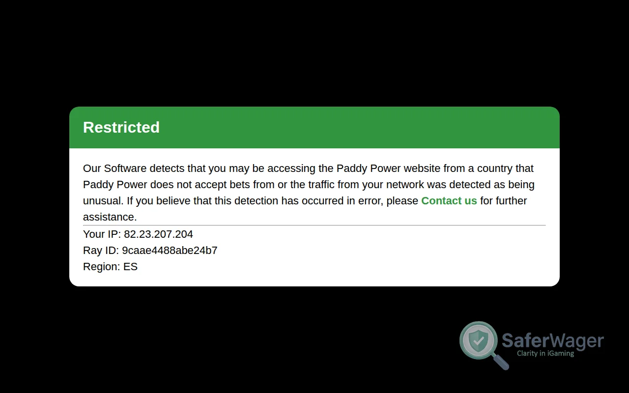 Screenshot of Paddy Power Casino website