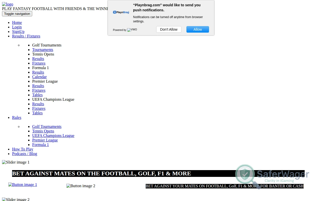 Screenshot of Playnbrag Limited website