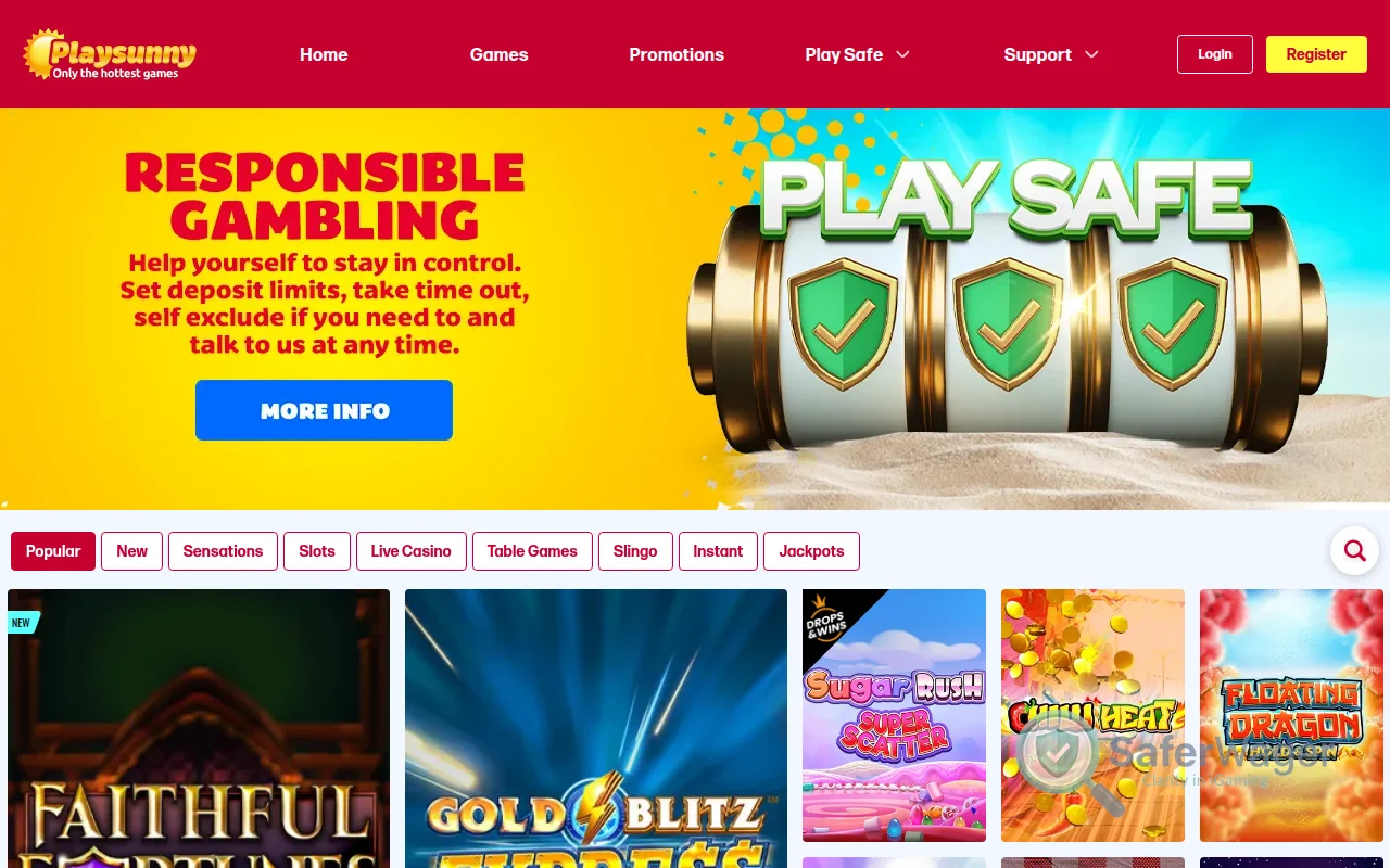 Screenshot of PlaySunny website