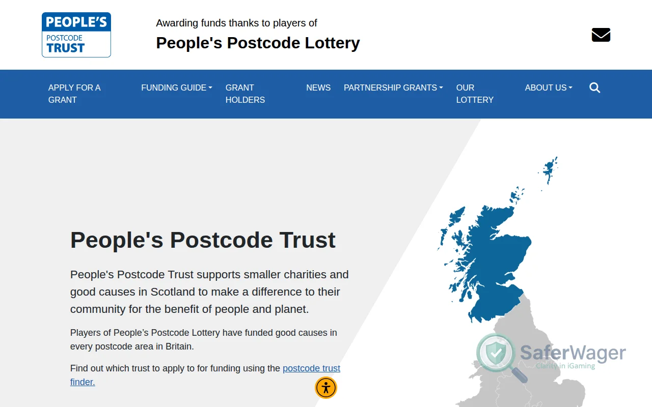 Screenshot of Postcode Trust website