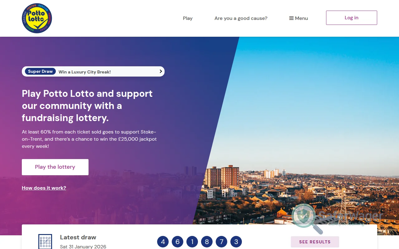 Screenshot of PottoLotto website