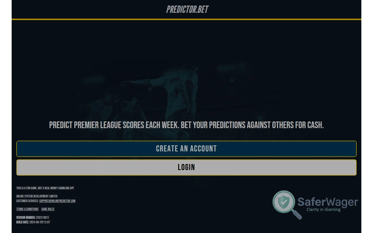 Screenshot of PredictorBet website
