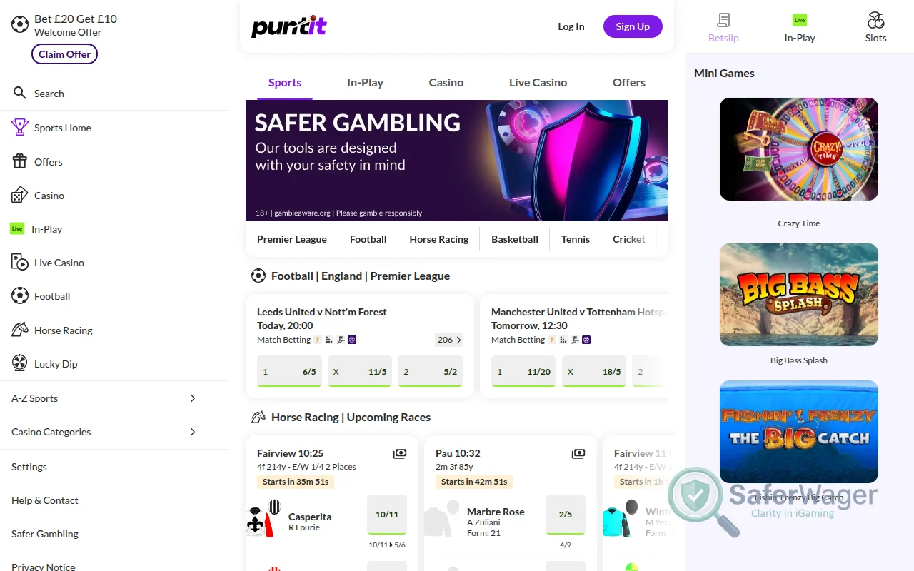 Screenshot of Puntit UK website