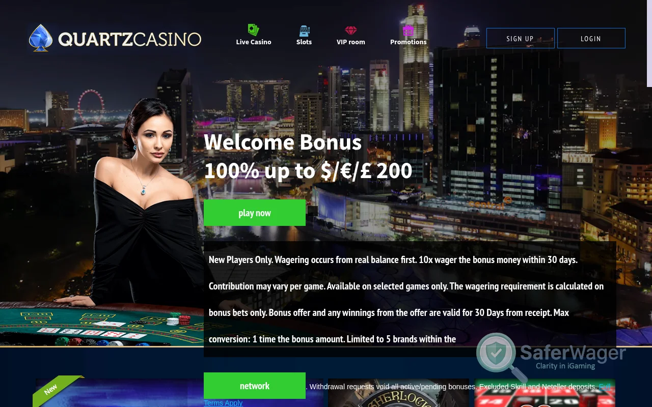 Screenshot of Quartz Casino website
