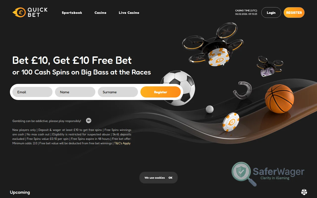 Screenshot of Quickbet website