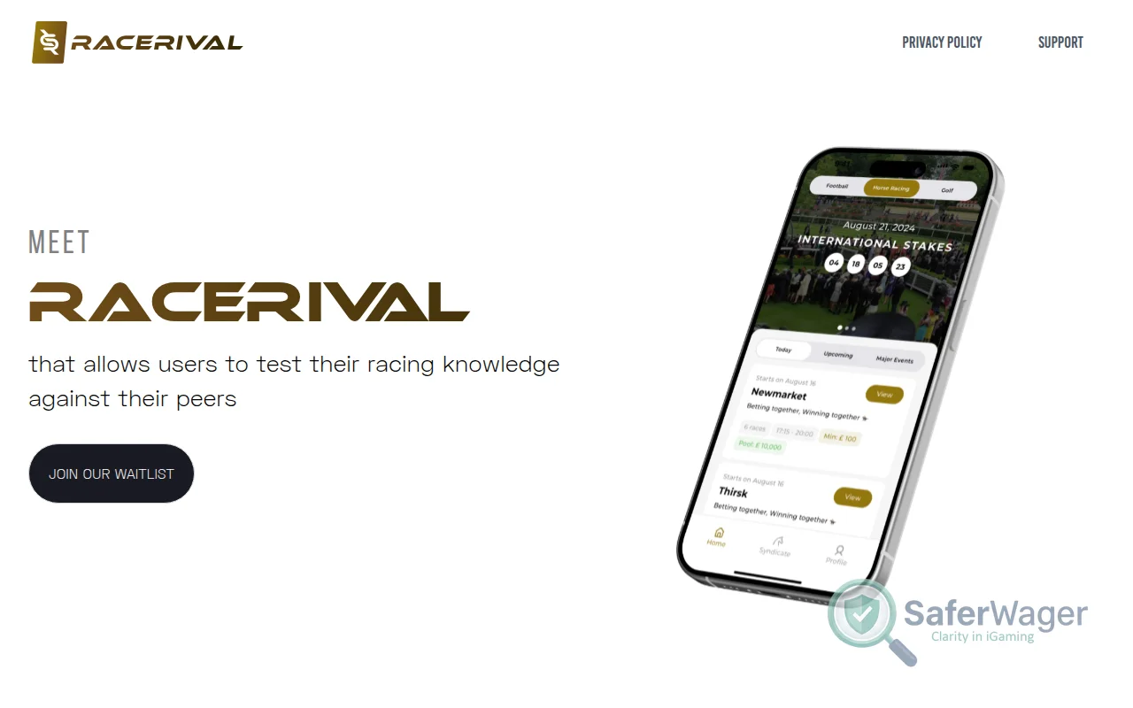 Screenshot of RaceRival website