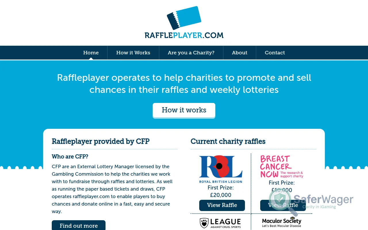 Screenshot of Raffleplayer website