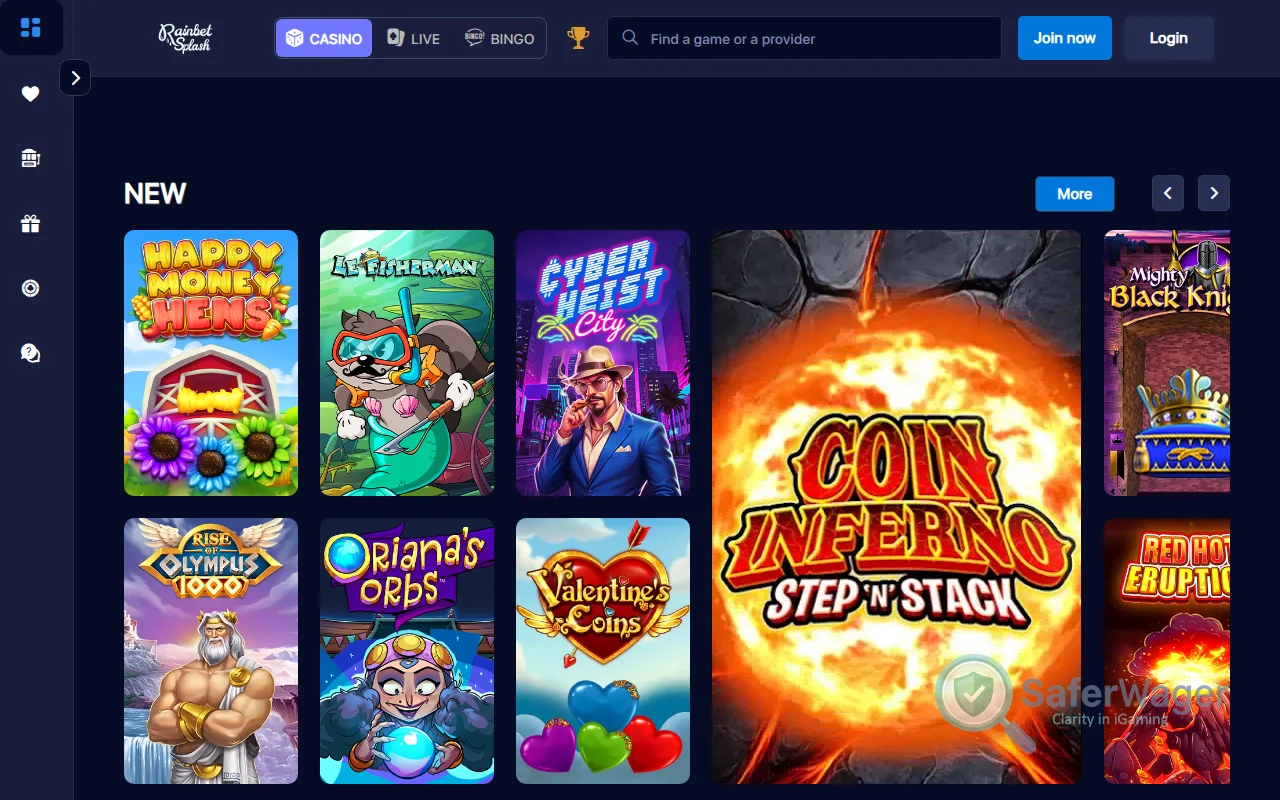 Screenshot of Rainbet Splash website