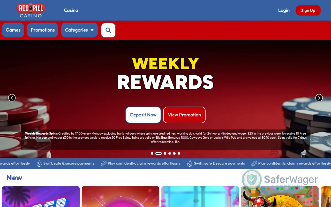 Screenshot of Red Pill Casino website