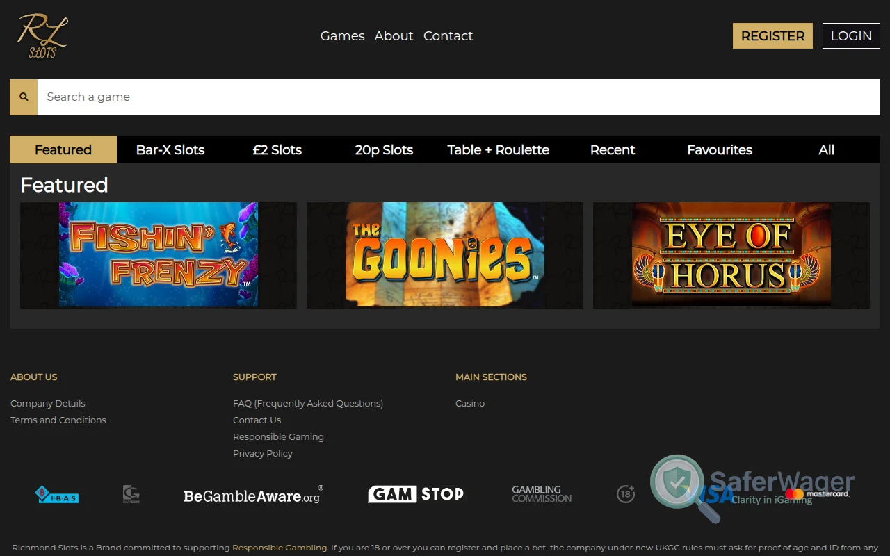 Screenshot of Richmond Slots website