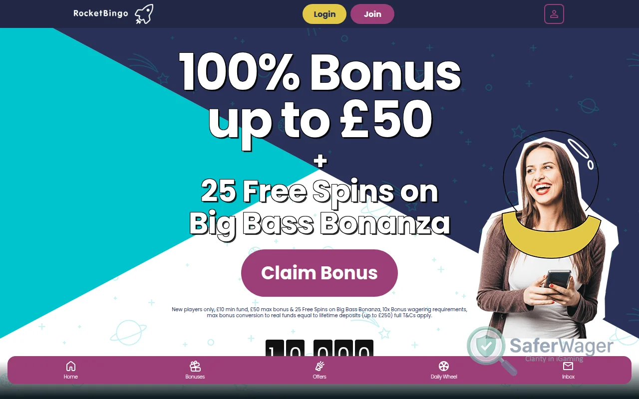 Screenshot of Rocket Bingo website