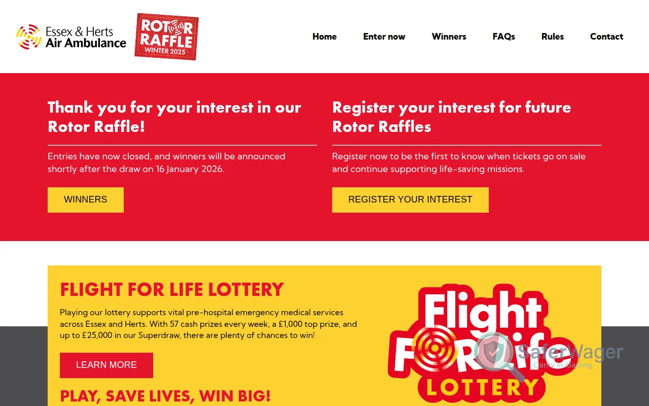 Screenshot of Rotor Raffle website