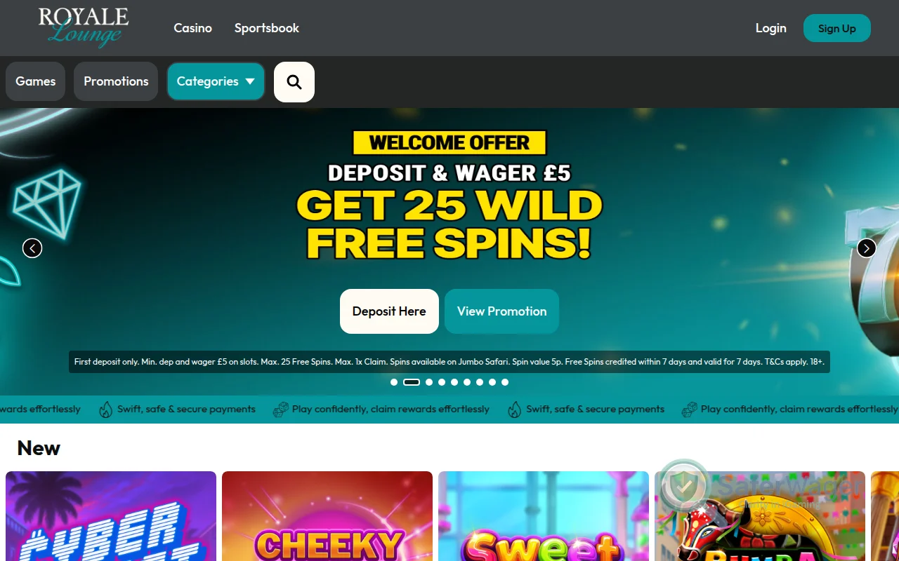 Screenshot of Royal Lounge Casino website