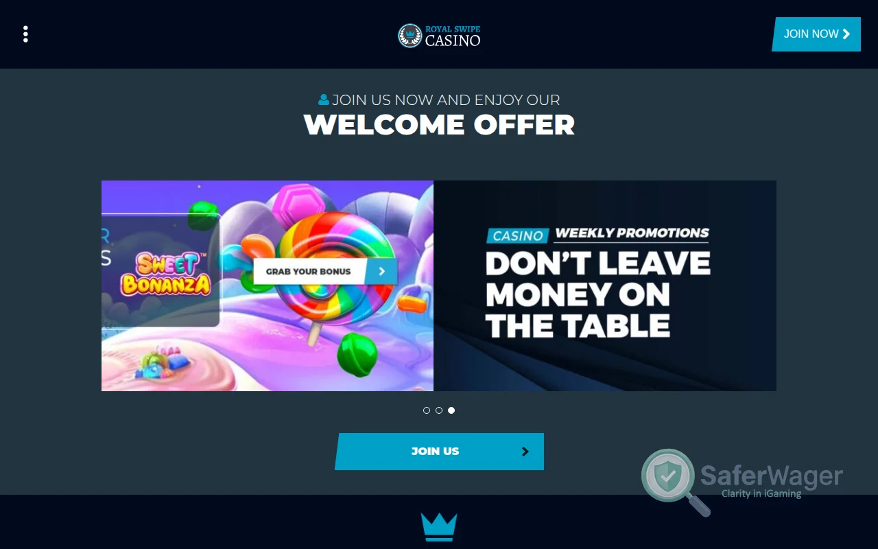 Screenshot of Royal Swipe website