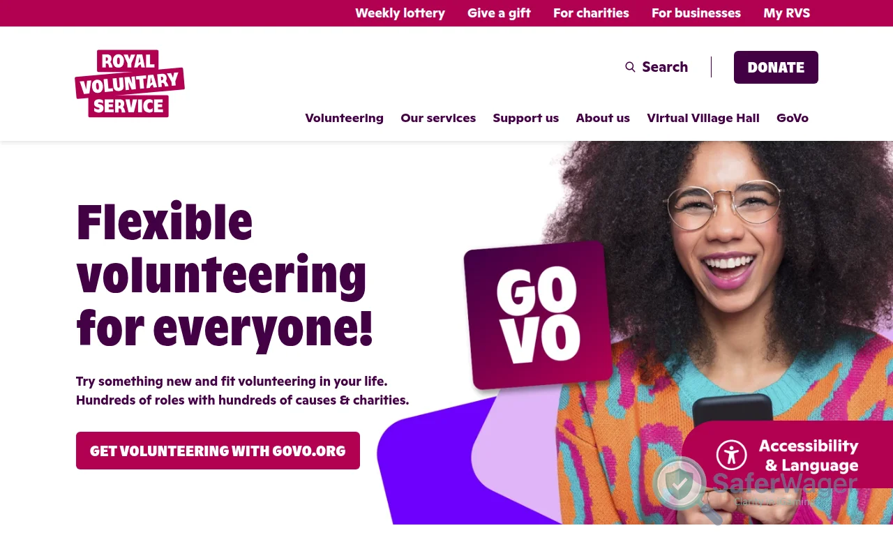 Screenshot of RVS website