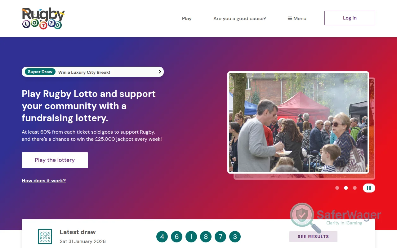 Screenshot of Rugby Lotto website